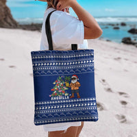 Anguilla Christmas Tote Bag with Santa Pineapple Floral Tree Island Crest and Tropical Pattern Design - Wonder Print Shop