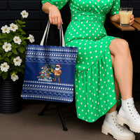 Anguilla Christmas Tote Bag with Santa Pineapple Floral Tree Island Crest and Tropical Pattern Design - Wonder Print Shop
