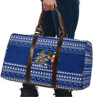 Anguilla Christmas Travel Bag with Santa Pineapple Floral Tree Island Crest and Tropical Pattern Design - Wonder Print Shop