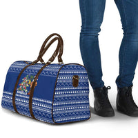 Anguilla Christmas Travel Bag with Santa Pineapple Floral Tree Island Crest and Tropical Pattern Design - Wonder Print Shop