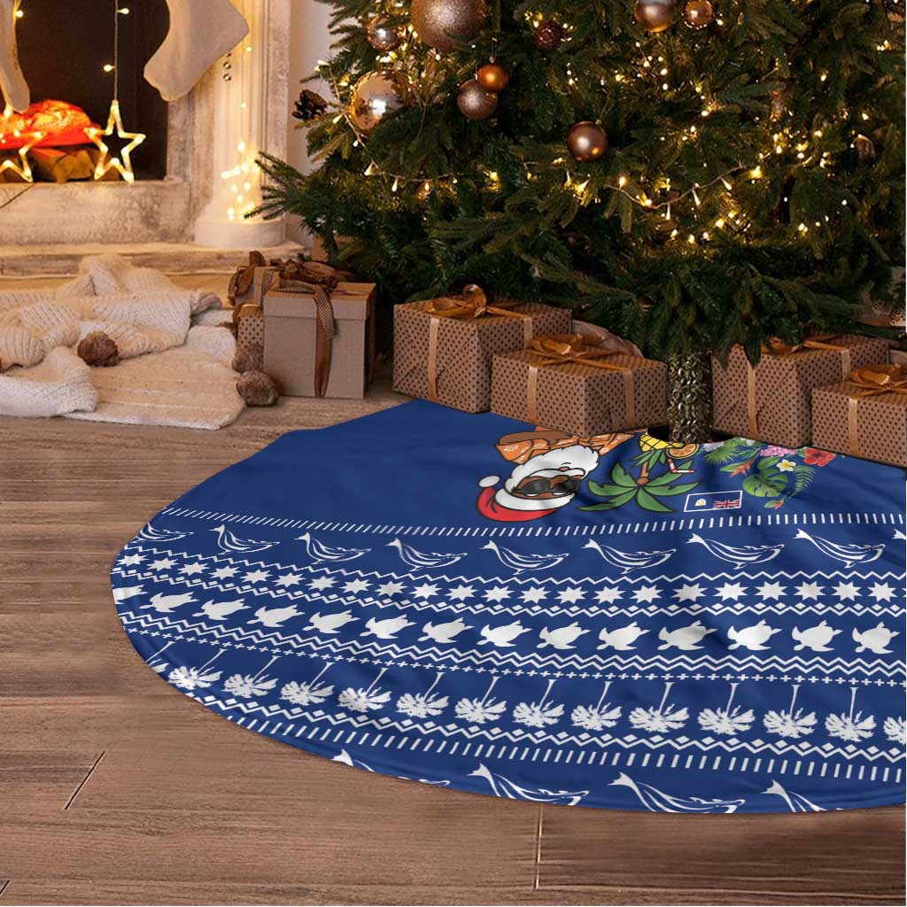 Anguilla Christmas Tree Skirt with Santa Pineapple Floral Tree Island Crest and Tropical Pattern Design - Wonder Print Shop