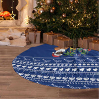 Anguilla Christmas Tree Skirt with Santa Pineapple Floral Tree Island Crest and Tropical Pattern Design - Wonder Print Shop