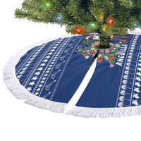Anguilla Christmas Tree Skirt with Santa Pineapple Floral Tree Island Crest and Tropical Pattern Design - Wonder Print Shop