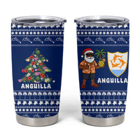Anguilla Christmas Tumbler Cup with Santa Pineapple Floral Tree Island Crest and Tropical Pattern Design - Wonder Print Shop