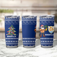 Anguilla Christmas Tumbler Cup with Santa Pineapple Floral Tree Island Crest and Tropical Pattern Design - Wonder Print Shop