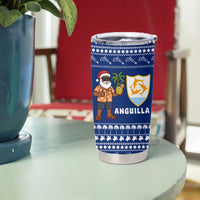 Anguilla Christmas Tumbler Cup with Santa Pineapple Floral Tree Island Crest and Tropical Pattern Design - Wonder Print Shop