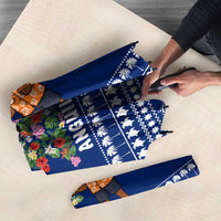 Anguilla Christmas Umbrella with Santa Pineapple Floral Tree Island Crest and Tropical Pattern Design - Wonder Print Shop