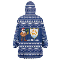 Anguilla Christmas Wearable Blanket Hoodie with Santa Pineapple Floral Tree Island Crest and Tropical Pattern Design - Wonder Print Shop