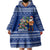 Anguilla Christmas Wearable Blanket Hoodie with Santa Pineapple Floral Tree Island Crest and Tropical Pattern Design - Wonder Print Shop