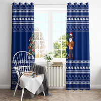 Anguilla Christmas Window Curtain with Santa Pineapple Floral Tree Island Crest and Tropical Pattern Design - Wonder Print Shop