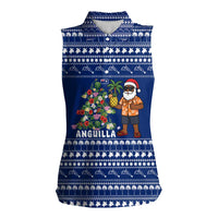 Anguilla Christmas Women Sleeveless Polo Shirt with Santa Pineapple Floral Tree Island Crest and Tropical Pattern Design - Wonder Print Shop