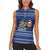 Anguilla Christmas Women Sleeveless Polo Shirt with Santa Pineapple Floral Tree Island Crest and Tropical Pattern Design - Wonder Print Shop