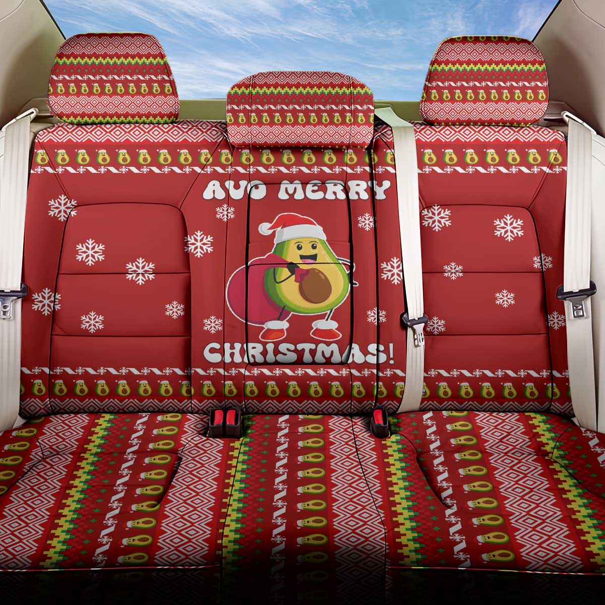 Avo Merry Christmas Back Car Seat Cover Xmas Holiday Patterns - Wonder Print Shop