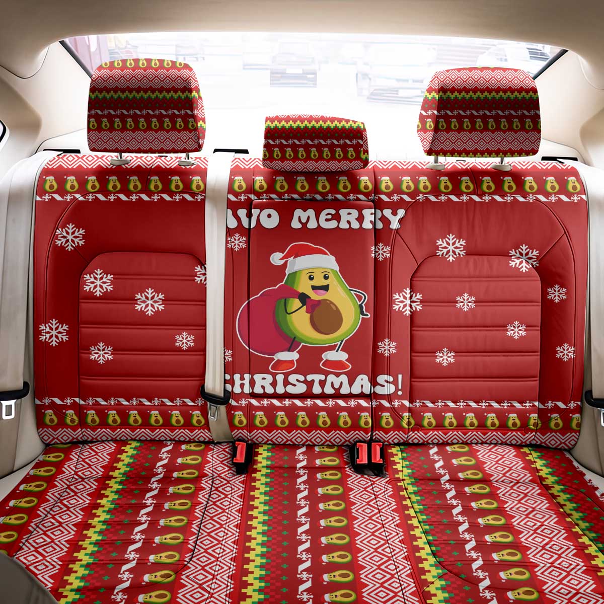 Avo Merry Christmas Back Car Seat Cover Xmas Holiday Patterns - Wonder Print Shop