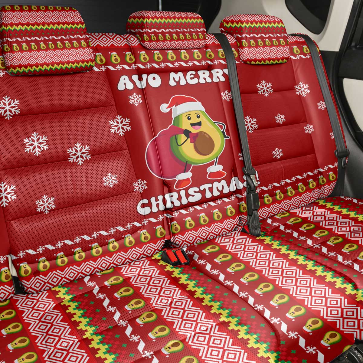 Avo Merry Christmas Back Car Seat Cover Xmas Holiday Patterns - Wonder Print Shop