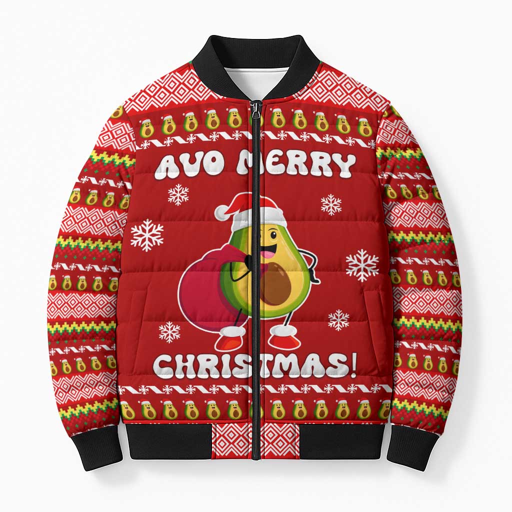 Avo Merry Christmas Bomber Puffer Jacket Xmas Holiday Patterns - Wonder Print Shop