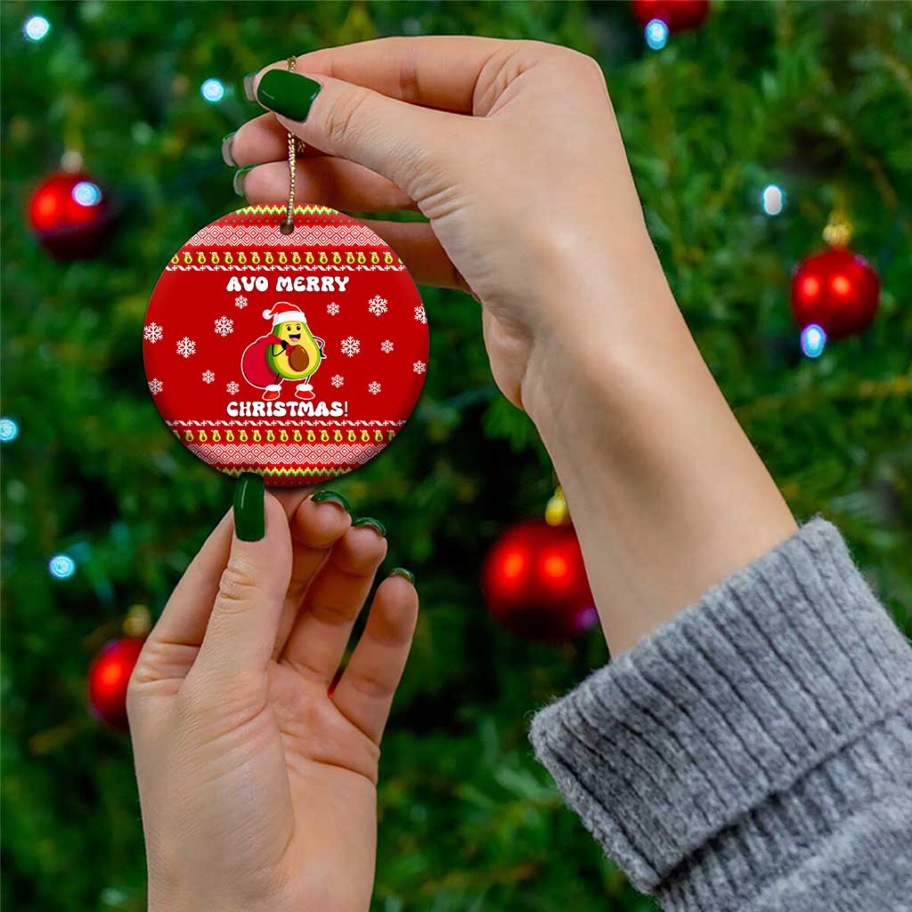 Avo Merry Christmas Ceramic Ornament Xmas Holiday Patterns - Wonder Print Shop