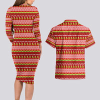 Avo Merry Christmas Couples Matching Long Sleeve Bodycon Dress and Hawaiian Shirt Xmas Holiday Patterns - Wonder Print Shop