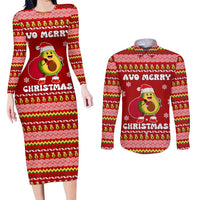 Avo Merry Christmas Couples Matching Long Sleeve Bodycon Dress and Long Sleeve Button Shirt Xmas Holiday Patterns - Wonder Print Shop