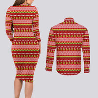 Avo Merry Christmas Couples Matching Long Sleeve Bodycon Dress and Long Sleeve Button Shirt Xmas Holiday Patterns - Wonder Print Shop