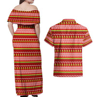 Avo Merry Christmas Couples Matching Off Shoulder Maxi Dress and Hawaiian Shirt Xmas Holiday Patterns - Wonder Print Shop