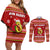 Avo Merry Christmas Couples Matching Off Shoulder Short Dress and Long Sleeve Button Shirt Xmas Holiday Patterns - Wonder Print Shop