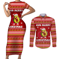 Avo Merry Christmas Couples Matching Short Sleeve Bodycon Dress and Long Sleeve Button Shirt Xmas Holiday Patterns - Wonder Print Shop