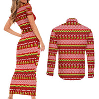 Avo Merry Christmas Couples Matching Short Sleeve Bodycon Dress and Long Sleeve Button Shirt Xmas Holiday Patterns - Wonder Print Shop