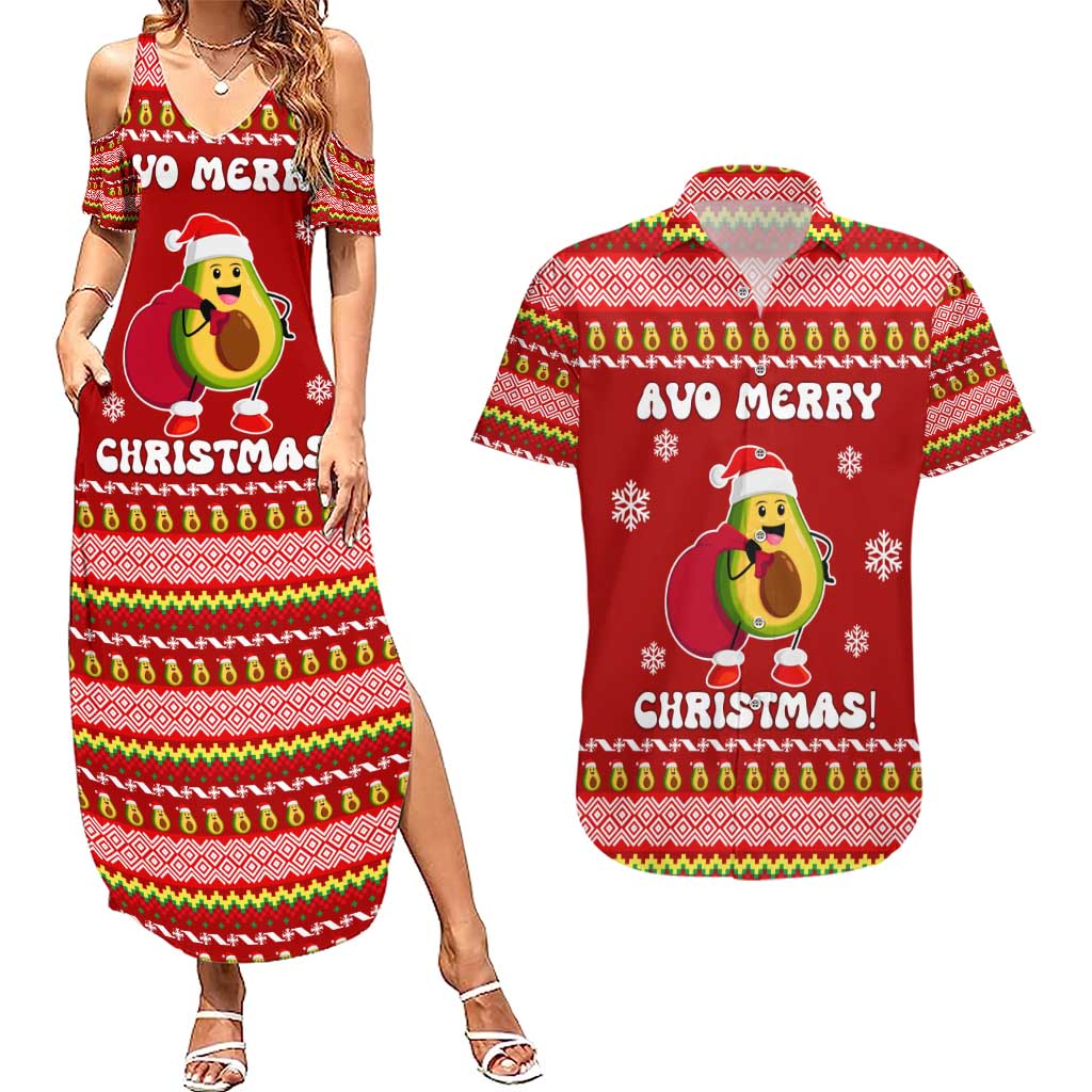Avo Merry Christmas Couples Matching Summer Maxi Dress and Hawaiian Shirt Xmas Holiday Patterns - Wonder Print Shop