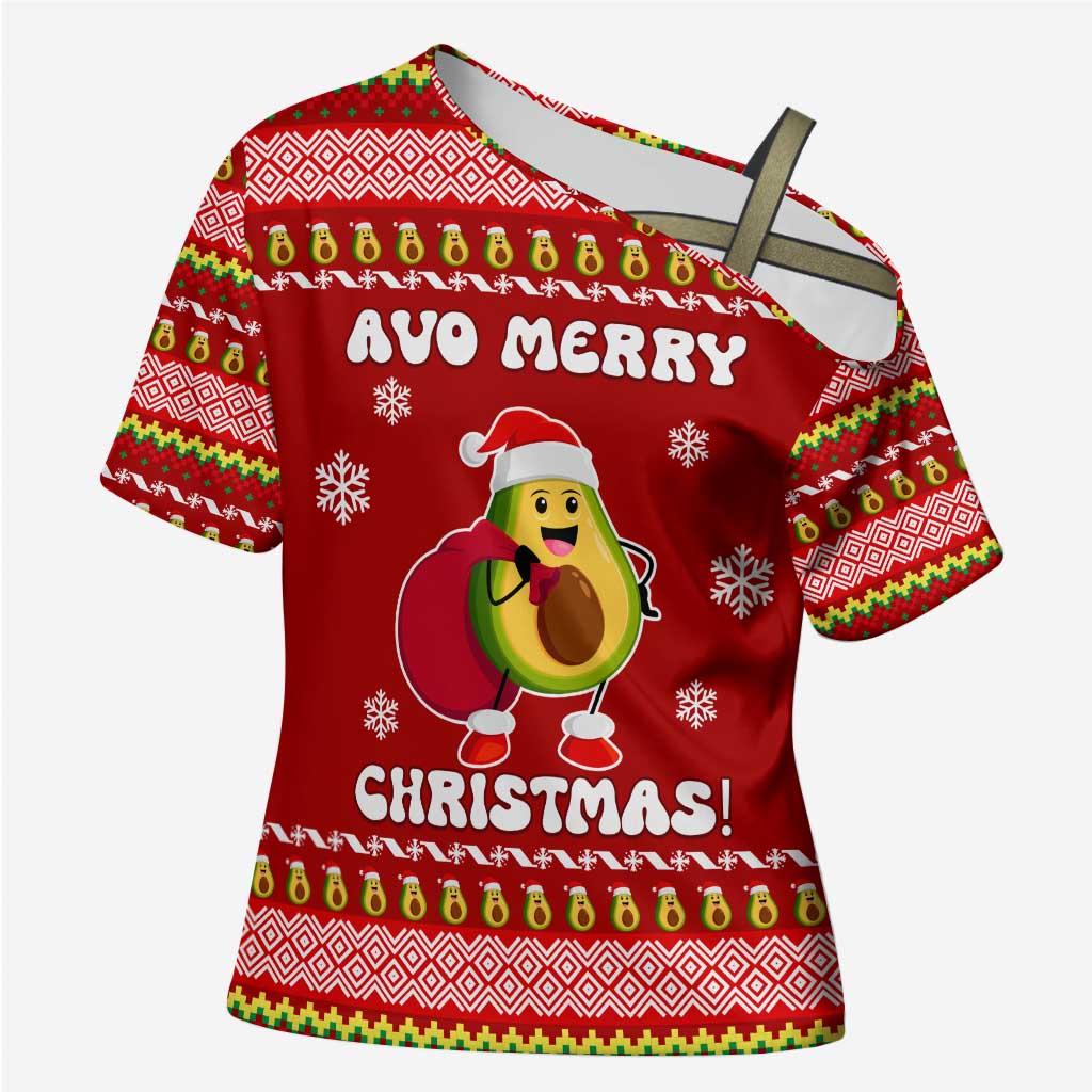 Avo Merry Christmas Cross Shoulder Shirt Xmas Holiday Patterns - Wonder Print Shop