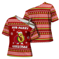 Avo Merry Christmas Cross Shoulder Shirt Xmas Holiday Patterns - Wonder Print Shop