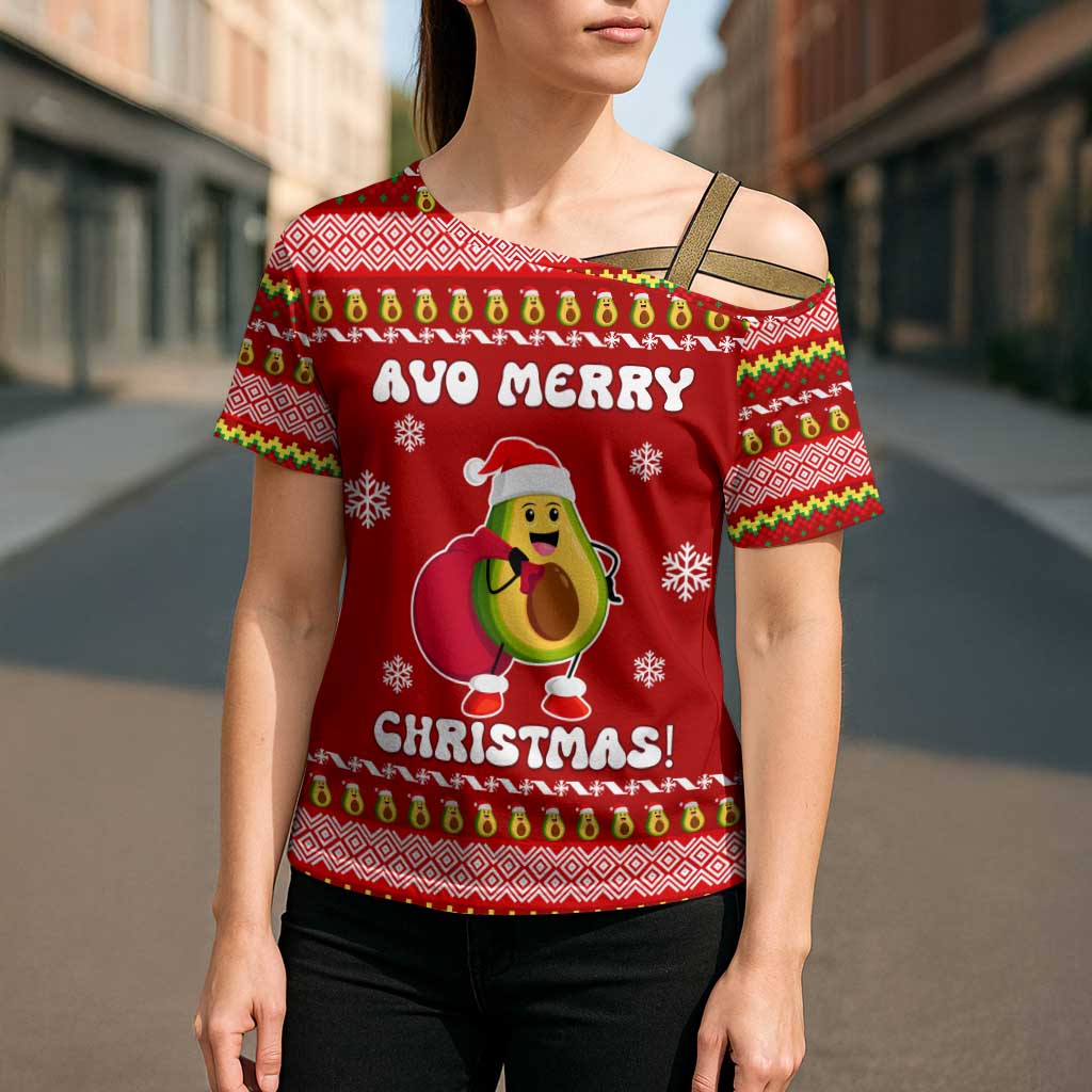 Avo Merry Christmas Cross Shoulder Shirt Xmas Holiday Patterns - Wonder Print Shop
