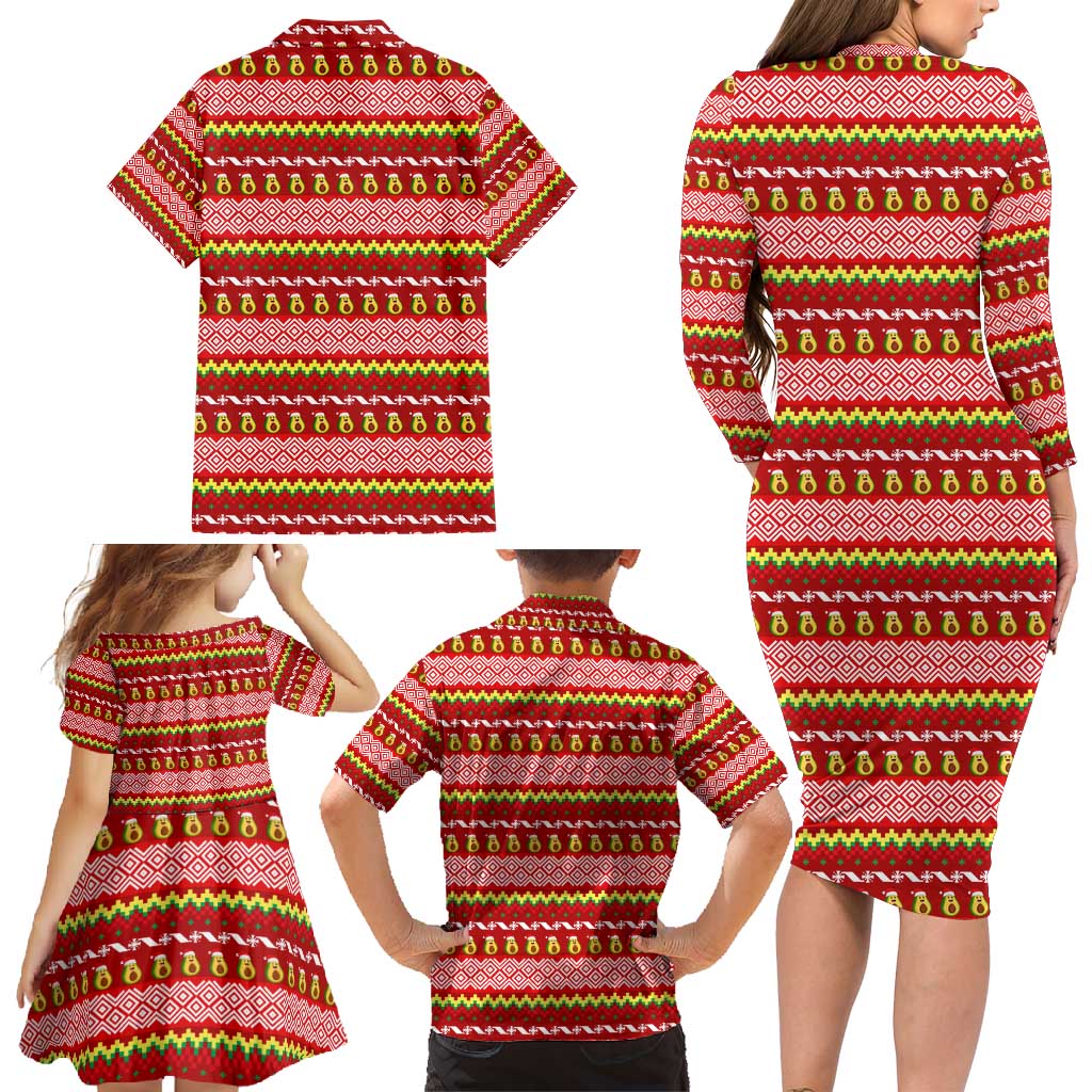 Avo Merry Christmas Family Matching Long Sleeve Bodycon Dress and Hawaiian Shirt Xmas Holiday Patterns - Wonder Print Shop