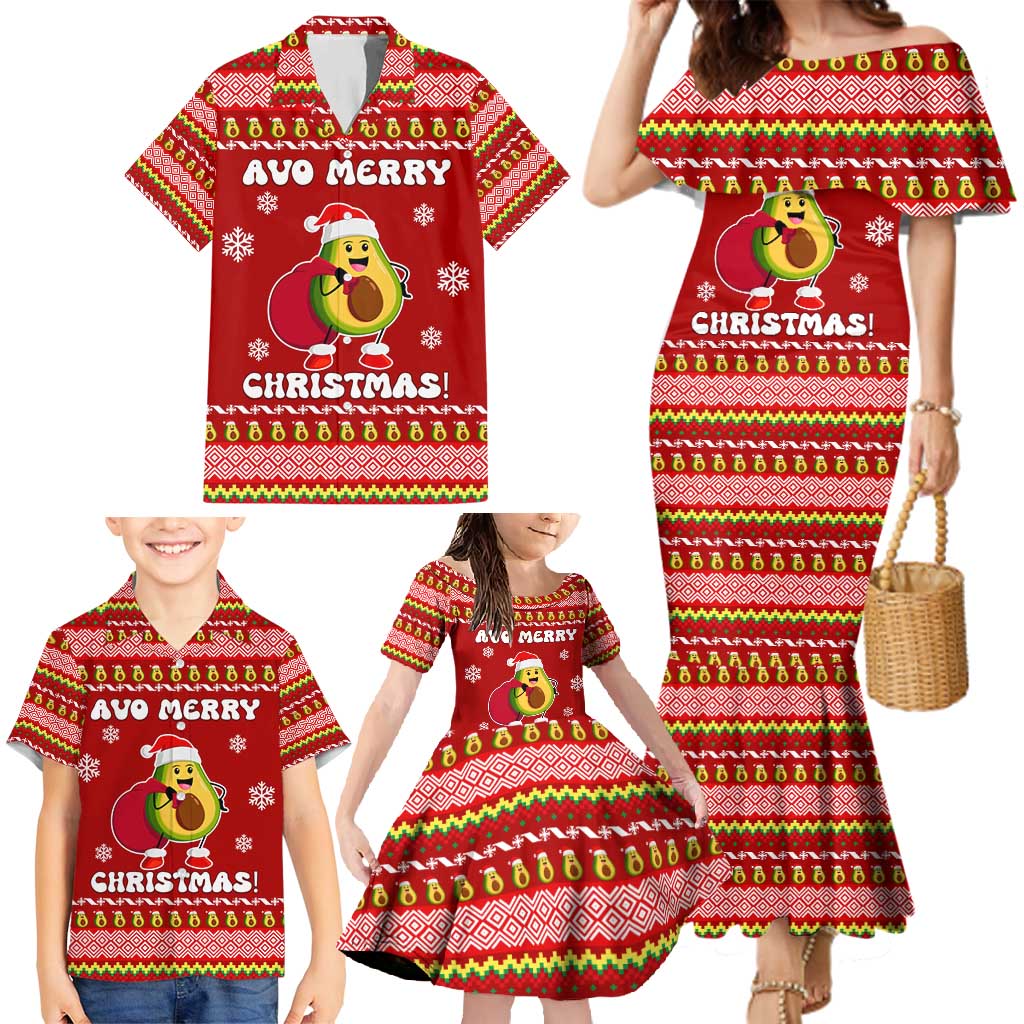 Avo Merry Christmas Family Matching Mermaid Dress and Hawaiian Shirt Xmas Holiday Patterns - Wonder Print Shop