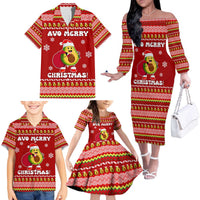 Avo Merry Christmas Family Matching Off The Shoulder Long Sleeve Dress and Hawaiian Shirt Xmas Holiday Patterns - Wonder Print Shop