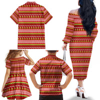 Avo Merry Christmas Family Matching Off The Shoulder Long Sleeve Dress and Hawaiian Shirt Xmas Holiday Patterns - Wonder Print Shop