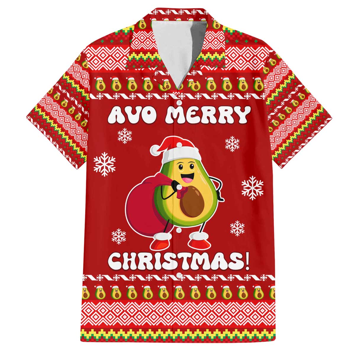 Avo Merry Christmas Family Matching Off The Shoulder Long Sleeve Dress and Hawaiian Shirt Xmas Holiday Patterns - Wonder Print Shop