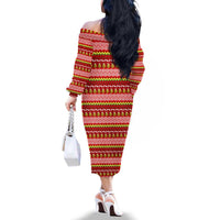 Avo Merry Christmas Family Matching Off The Shoulder Long Sleeve Dress and Hawaiian Shirt Xmas Holiday Patterns - Wonder Print Shop
