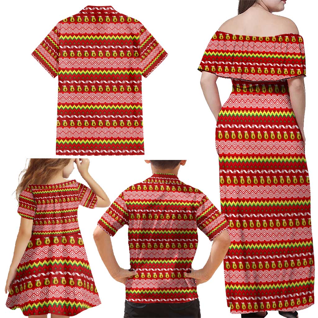 Avo Merry Christmas Family Matching Off Shoulder Maxi Dress and Hawaiian Shirt Xmas Holiday Patterns - Wonder Print Shop