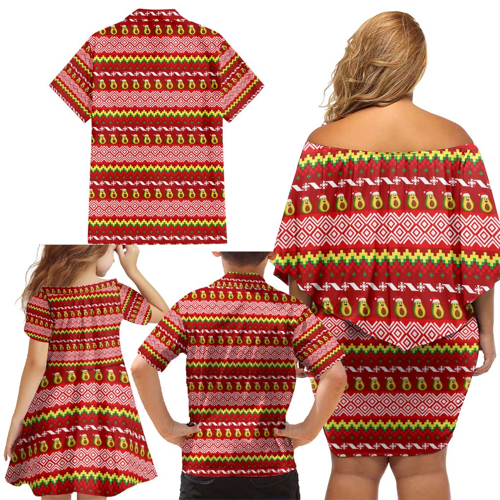 Avo Merry Christmas Family Matching Off Shoulder Short Dress and Hawaiian Shirt Xmas Holiday Patterns - Wonder Print Shop