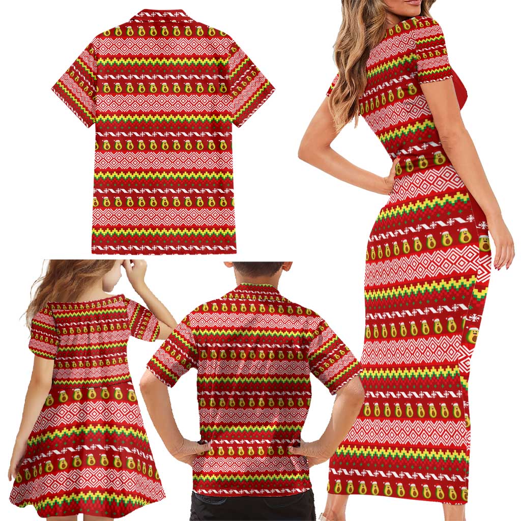 Avo Merry Christmas Family Matching Short Sleeve Bodycon Dress and Hawaiian Shirt Xmas Holiday Patterns - Wonder Print Shop