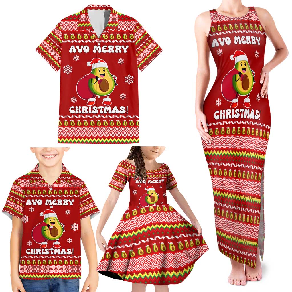Avo Merry Christmas Family Matching Tank Maxi Dress and Hawaiian Shirt Xmas Holiday Patterns - Wonder Print Shop