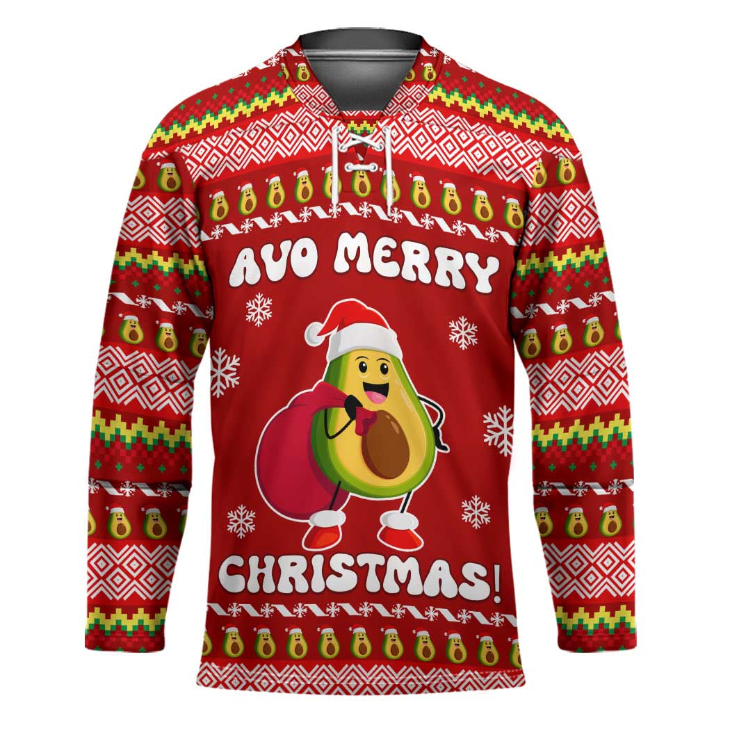 Avo Merry Christmas Hockey Jersey Xmas Holiday Patterns - Wonder Print Shop