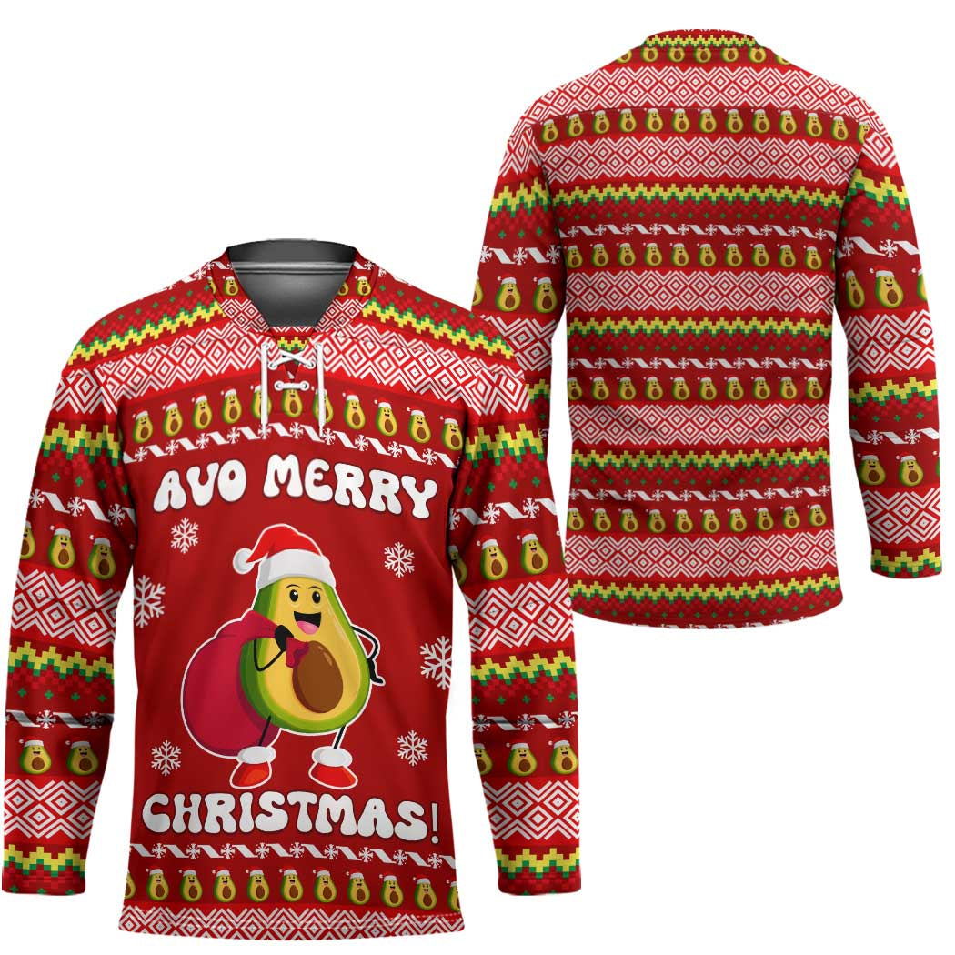 Avo Merry Christmas Hockey Jersey Xmas Holiday Patterns - Wonder Print Shop