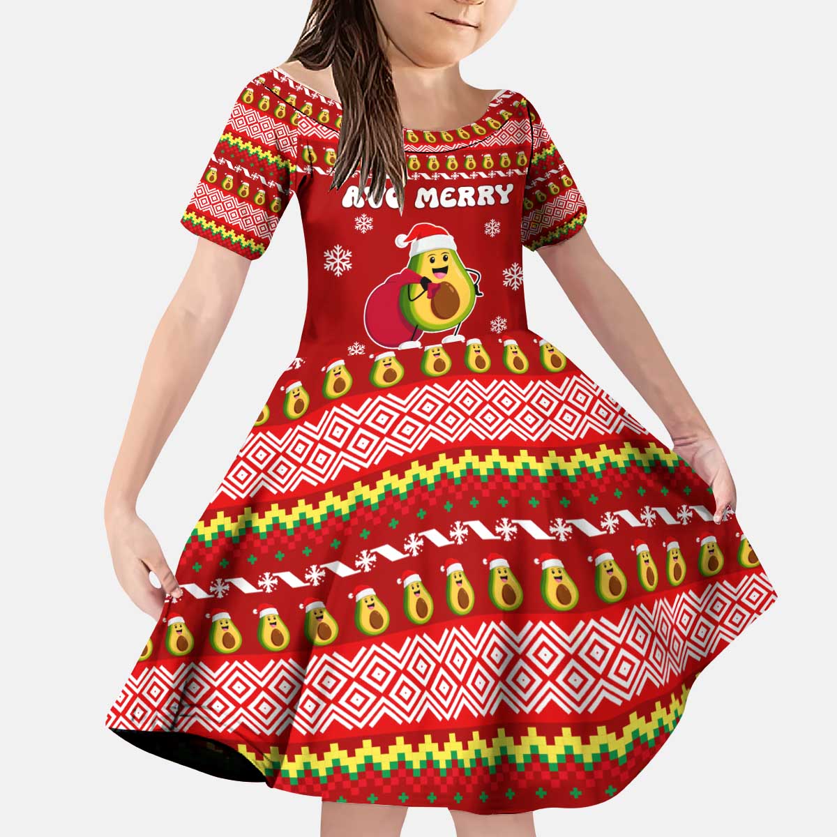 Avo Merry Christmas Kid Short Sleeve Dress Xmas Holiday Patterns - Wonder Print Shop