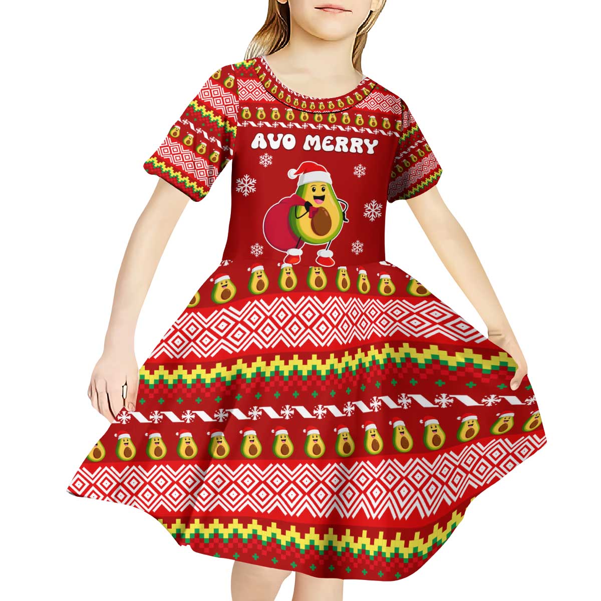 Avo Merry Christmas Kid Short Sleeve Dress Xmas Holiday Patterns - Wonder Print Shop