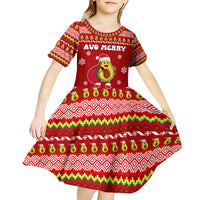 Avo Merry Christmas Kid Short Sleeve Dress Xmas Holiday Patterns - Wonder Print Shop