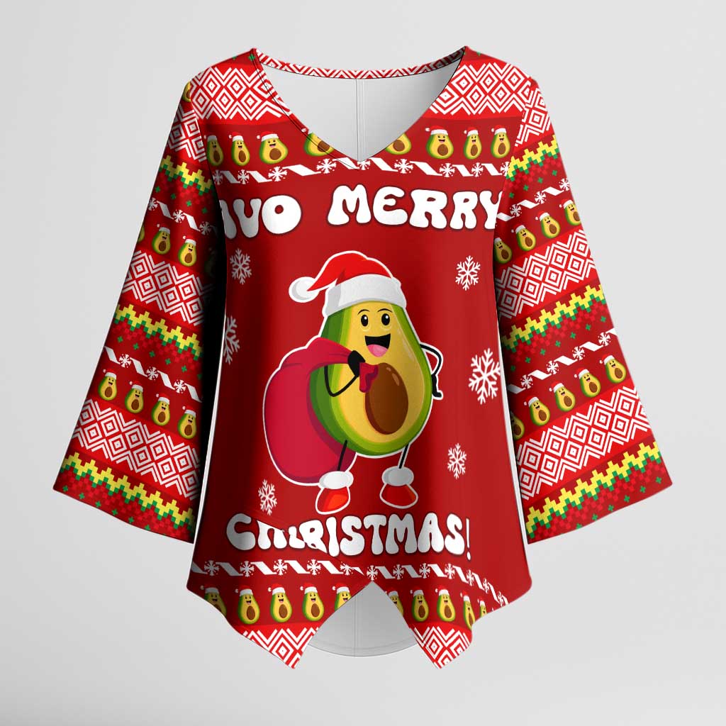 Avo Merry Christmas Kimono Sleeve Blouse Xmas Holiday Patterns - Wonder Print Shop