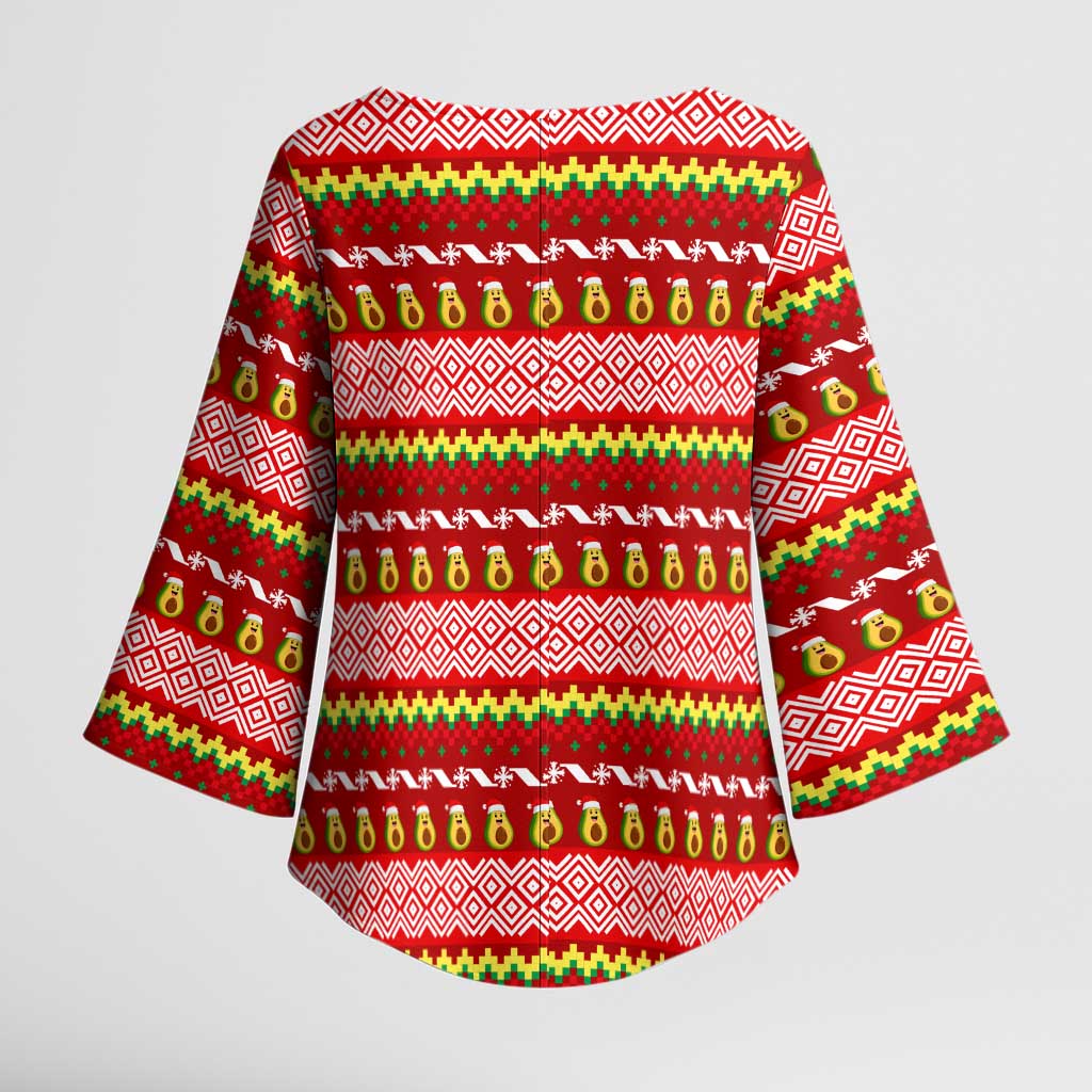 Avo Merry Christmas Kimono Sleeve Blouse Xmas Holiday Patterns - Wonder Print Shop