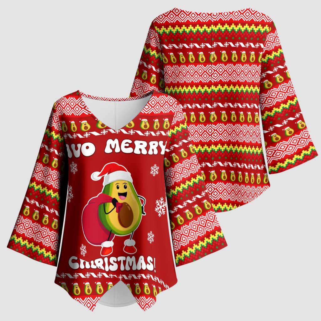 Avo Merry Christmas Kimono Sleeve Blouse Xmas Holiday Patterns - Wonder Print Shop